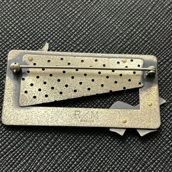 RZM Sterling Signed‎ Abstract Rectangular Brooch - Picture 5 of 9